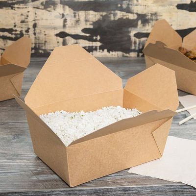 Envase de comida de papel de la fiambrera disponible biodegradable del vajilla 337gsm del FDA 2000ml