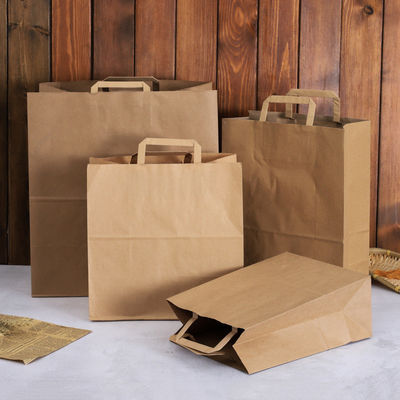 bolsas de papel disponibles biodegradables de Brown del vajilla de 250gsm 300gsm con las manijas