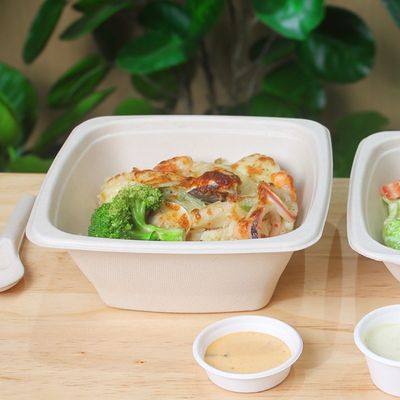 cajas biodegradables de 16 24 de la caña de azúcar 32oz del bagazo del cuenco de fruta envases de la ensalada con la cubierta