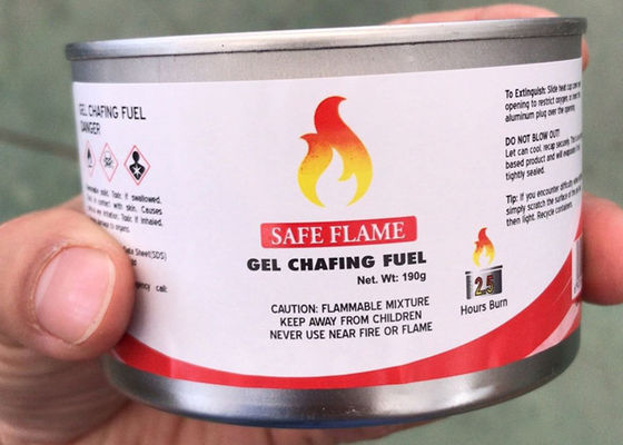 combustible frotante del gel del metanol de 3Hr 72 PK que cocina 200g para el buffet del abastecimiento del hotel