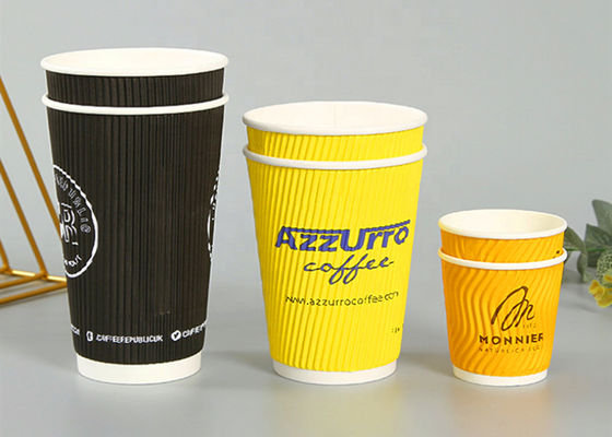 de papel disponible de la pared biodegradable de la ondulación de 20oz 24oz ahueca las tazas calientes de papel de la bebida de 8 onzas
