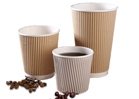de papel disponible de la pared biodegradable de la ondulación de 20oz 24oz ahueca las tazas calientes de papel de la bebida de 8 onzas