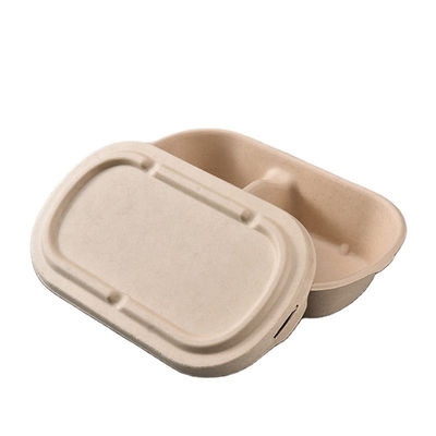 envase impermeable a la grasa de la microonda del vajilla biodegradable del bagazo de 850ml 1000ml con la tapa