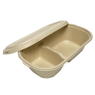 envase impermeable a la grasa de la microonda del vajilla biodegradable del bagazo de 850ml 1000ml con la tapa