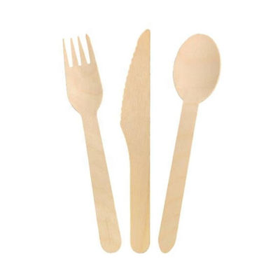 cuchillo y cuchara de madera de madera disponibles de la bifurcación de los cubiertos 150m m del abedul biodegradable de 140m m