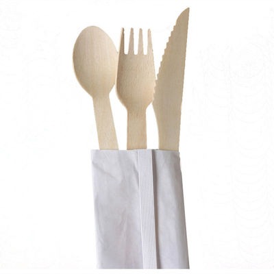 cuchillo y cuchara de madera de madera disponibles de la bifurcación de los cubiertos 150m m del abedul biodegradable de 140m m