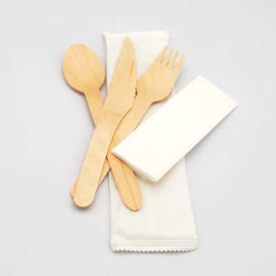cuchillo y cuchara de madera de madera disponibles de la bifurcación de los cubiertos 150m m del abedul biodegradable de 140m m