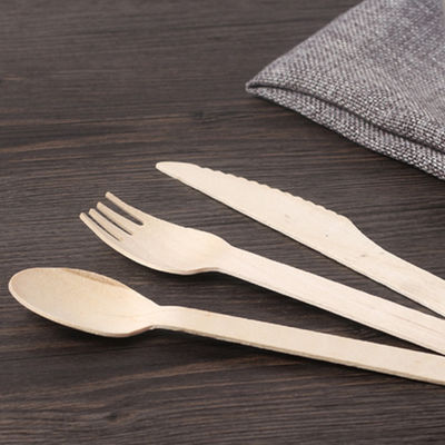 cuchillo y cuchara de madera de madera disponibles de la bifurcación de los cubiertos 150m m del abedul biodegradable de 140m m