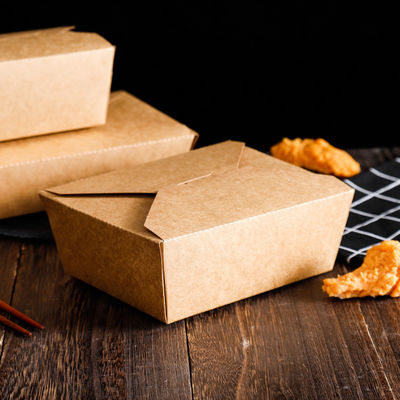 Fiambrera de encargo de papel de Logo Printing 337g 18g PE Kraft llevarse las cajas para la comida
