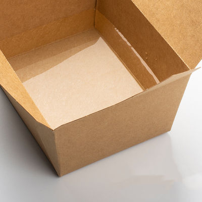 Envase de comida de papel de la fiambrera disponible biodegradable del vajilla 337gsm del FDA 2000ml