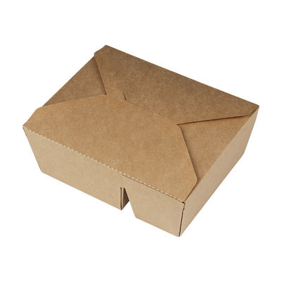 Envase de comida de papel de la fiambrera disponible biodegradable del vajilla 337gsm del FDA 2000ml