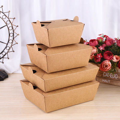 Cajas biodegradables Takeway Bento Lunch Box Kraft Paper del acondicionamiento de los alimentos