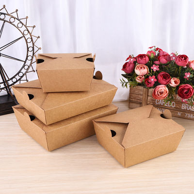 Cajas biodegradables Takeway Bento Lunch Box Kraft Paper del acondicionamiento de los alimentos