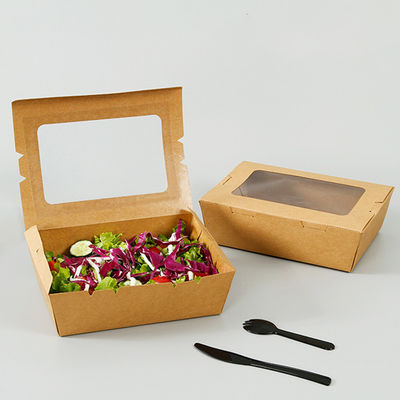 Caja disponible biodegradable del acondicionamiento de los alimentos del vajilla de la ensalada 337gsm con la ventana