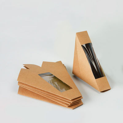 Caja de empaquetado del bocadillo del almuerzo para llevar de la cartulina del papel de la comida de Brown Kraft con la ventana