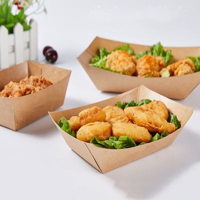 Bandejas disponibles biodegradables del bocado de Frie del barco del vajilla de 0.25LB 25#