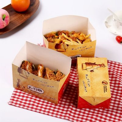La caja de empaquetado del pollo asado de los alimentos de preparación rápida 300gsm de los 7CM saca las cajas de papel