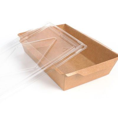 envases de comida disponibles de papel de 500ml 600ml Kraft Tray Sushi Food Box 300gsm con las tapas