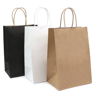 Bolso blanco disponible biodegradable del regalo del vajilla 130g 135g de Kraft con las manijas