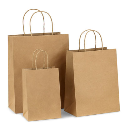 Bolso blanco disponible biodegradable del regalo del vajilla 130g 135g de Kraft con las manijas
