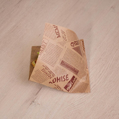 el bocadillo abierto doble impermeable a la grasa del papel del bolso 45gsm del 13x13cm empaqueta el bolsillo del abrigo de la hamburguesa