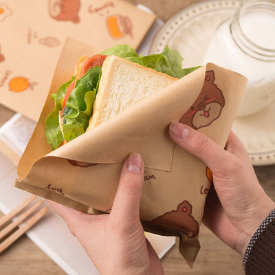 el bocadillo abierto doble impermeable a la grasa del papel del bolso 45gsm del 13x13cm empaqueta el bolsillo del abrigo de la hamburguesa