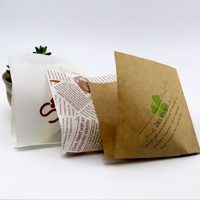 el bocadillo abierto doble impermeable a la grasa del papel del bolso 45gsm del 13x13cm empaqueta el bolsillo del abrigo de la hamburguesa