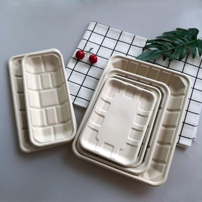 Bandeja segura de la microonda disponible vegetal de la carne de las bodas de la pulpa del bagazo de la caña de azúcar de la fruta