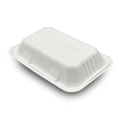 El envase de comida con bisagras pulpa biodegradable del bagazo de la caña de azúcar de 7 de los x 5in saca la fiambrera