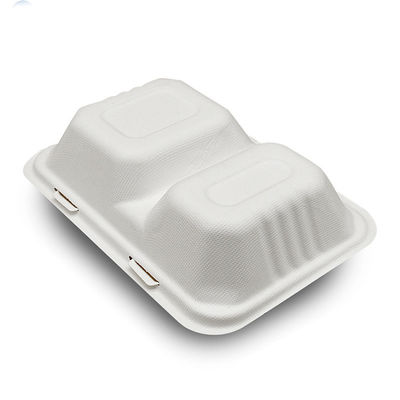 El envase de comida con bisagras pulpa biodegradable del bagazo de la caña de azúcar de 7 de los x 5in saca la fiambrera