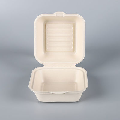 Cubierta biodegradable no tóxica de la pulpa del vajilla del bagazo 21g caja de la hamburguesa del bagazo de 6 pulgadas