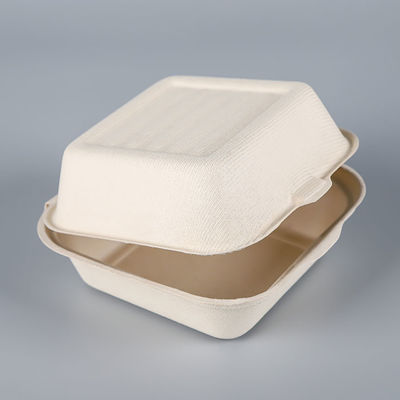 Cubierta biodegradable no tóxica de la pulpa del vajilla del bagazo 21g caja de la hamburguesa del bagazo de 6 pulgadas