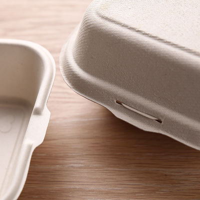 Cubierta biodegradable no tóxica de la pulpa del vajilla del bagazo 21g caja de la hamburguesa del bagazo de 6 pulgadas