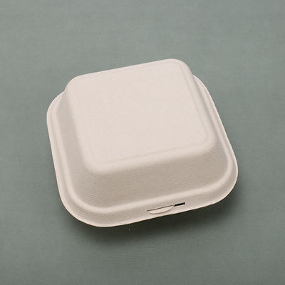 Cubierta biodegradable no tóxica de la pulpa del vajilla del bagazo 21g caja de la hamburguesa del bagazo de 6 pulgadas