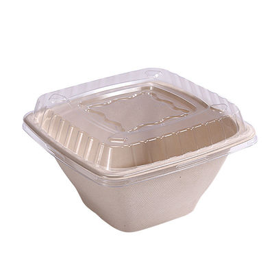 cajas biodegradables de 16 24 de la caña de azúcar 32oz del bagazo del cuenco de fruta envases de la ensalada con la cubierta