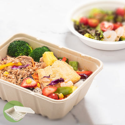 alimentos de preparación rápida Eco del bagazo de 450ml 550ml de la ensalada biodegradable natural del vajilla a ir envases