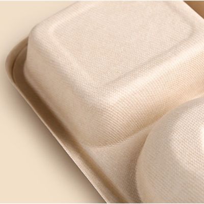 Las bandejas biodegradables rectangulares disponibles del bagazo de la caña de azúcar se llevan las bandejas con las tapas
