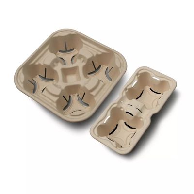 El vajilla biodegradable libre plástico 2 del bagazo 4 tazas 28g saca el portador de la taza de papel