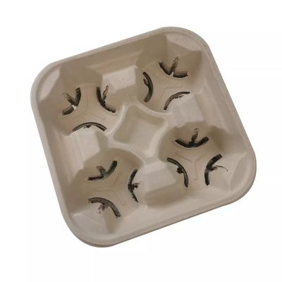 El vajilla biodegradable libre plástico 2 del bagazo 4 tazas 28g saca el portador de la taza de papel