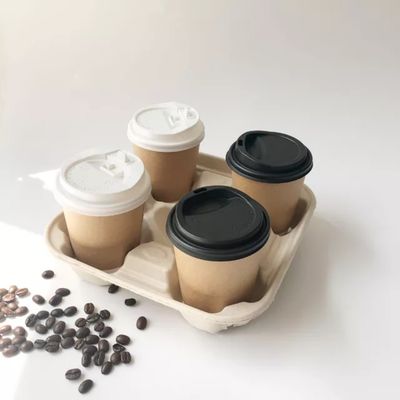 El vajilla biodegradable libre plástico 2 del bagazo 4 tazas 28g saca el portador de la taza de papel