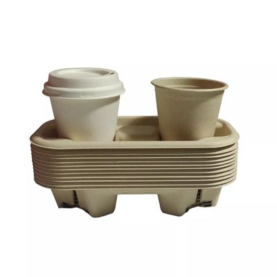 El vajilla biodegradable libre plástico 2 del bagazo 4 tazas 28g saca el portador de la taza de papel
