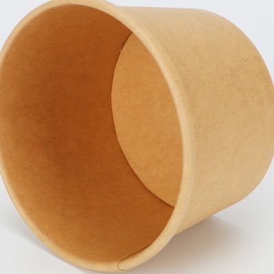 PLA que cubre el cuenco de sopa de papel de Kraft de los envases biodegradables disponibles de la toma hacia fuera 16oz 24oz
