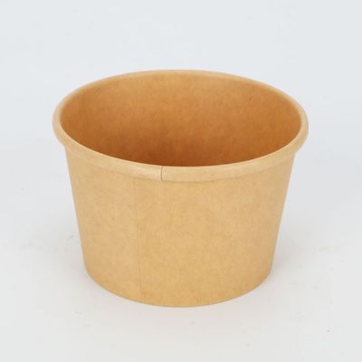 PLA que cubre el cuenco de sopa de papel de Kraft de los envases biodegradables disponibles de la toma hacia fuera 16oz 24oz