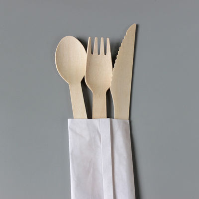 los cubiertos de madera disponibles del partido de cena de 140m m fijaron los cuchillos y las cucharas biodegradables de las bifurcaciones