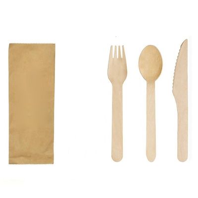 los cubiertos de madera disponibles del partido de cena de 140m m fijaron los cuchillos y las cucharas biodegradables de las bifurcaciones