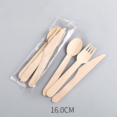 los cubiertos de madera disponibles del partido de cena de 140m m fijaron los cuchillos y las cucharas biodegradables de las bifurcaciones