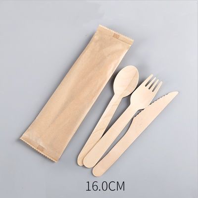los cubiertos de madera disponibles del partido de cena de 140m m fijaron los cuchillos y las cucharas biodegradables de las bifurcaciones