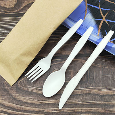 el vajilla biodegradable de la maicena 6inch envolvió individualmente el sistema disponible de los cubiertos