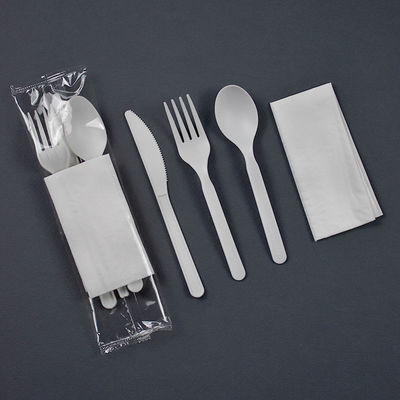el vajilla biodegradable de la maicena 6inch envolvió individualmente el sistema disponible de los cubiertos