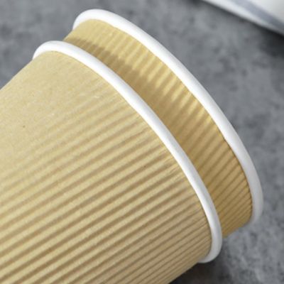 Pared reciclable del Tripple de las tazas de papel de la ondulación del PLA 12oz Kraft de 90M M picosegundo para el café